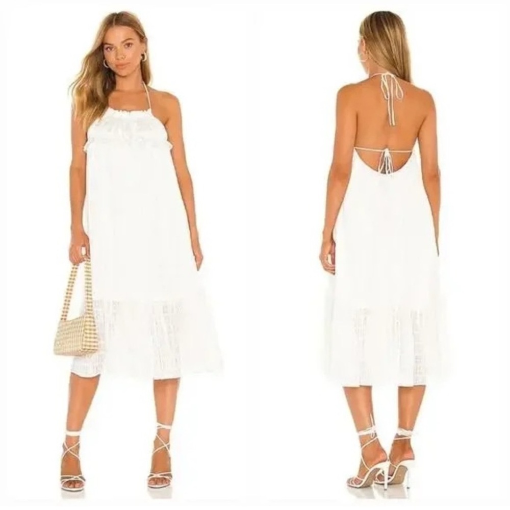 MAJORELLE White Adam Midi Dress In White Lurex Size Small